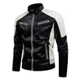 thumbnail image 2 of Chaqueta de motorista con estilo para hombre, abrigo de motorista clásico con contraste de colores, Y2K-Harajuku de béisbol, 2 of 5