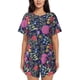 thumbnail image 1 of Fotbe Floral Conjunto de Pijama Estampado para Mujer, 2 Piezas, Ropa de Dormir con Camiseta de Manga Corta y Shorts Suaves-Large, 1 of 6