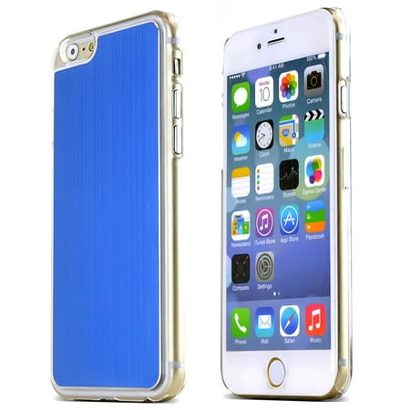 - Blue Polycarbonate Plastic Back with Aluminum Metal Border Case Made for Apple iPhone 6 (4.7 inch)