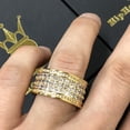 thumbnail image 2 of Triple Row Princess Cut Eternity Band Gold Mens CZ Bling Ring (11), 2 of 4
