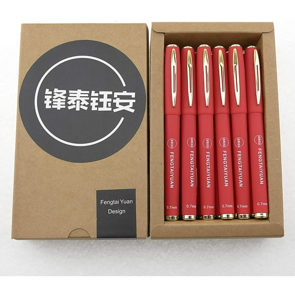 Fengtaiyuan R07P18CA, Stylos Gel, Encre Rouge, 0.7mm, Stylos Écriture, Lisse, Pointe Fine, Pack de 18 (0,7mm-Rouge)