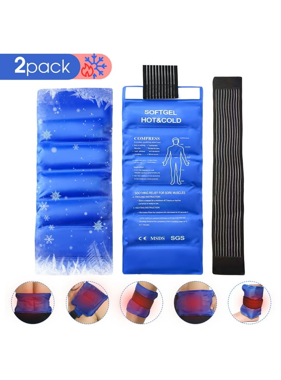 2Pack Ice Pack for Injuries Reusable, iFanze Gel Hot and Cold Pack Therapy Wrap for Hip Neck Shoulder Knee Back Hot Cold Compress for Swelling, Bruises, Surgery, 18 x 7 in