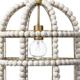 thumbnail image 6 of 16 Inch Transitional Birdcage Pendant Light Wood Beads Iron Frame White, 6 of 7