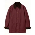 thumbnail image 4 of DISKEBUISS Women's Barn Jacket Corduroy Collar Work Coat Button Front Mid Length Outerwear with Pockets for Fall Winter, 4 of 8