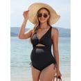 thumbnail image 7 of Sociala Twisted V Neck Ribbed Maternity Swimsuit Tie Side One Piece Pregnancy Bathing Suits, 7 of 7