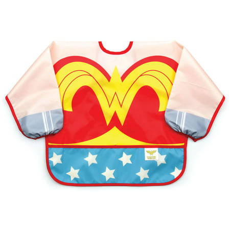 Bumkins Wonder Woman Sleeved Bib, Waterproof, Art, Crafts, Play, Washable, Stain and Odor Resistant, for ages 6-24 months