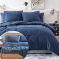 thumbnail image 5 of King Size Comforter Set Washed - 7 Pieces King Size Bed in A Bag, Bedding Sets with Comforters, Sheets, Pillowcases & Shams - Navy, 5 of 8