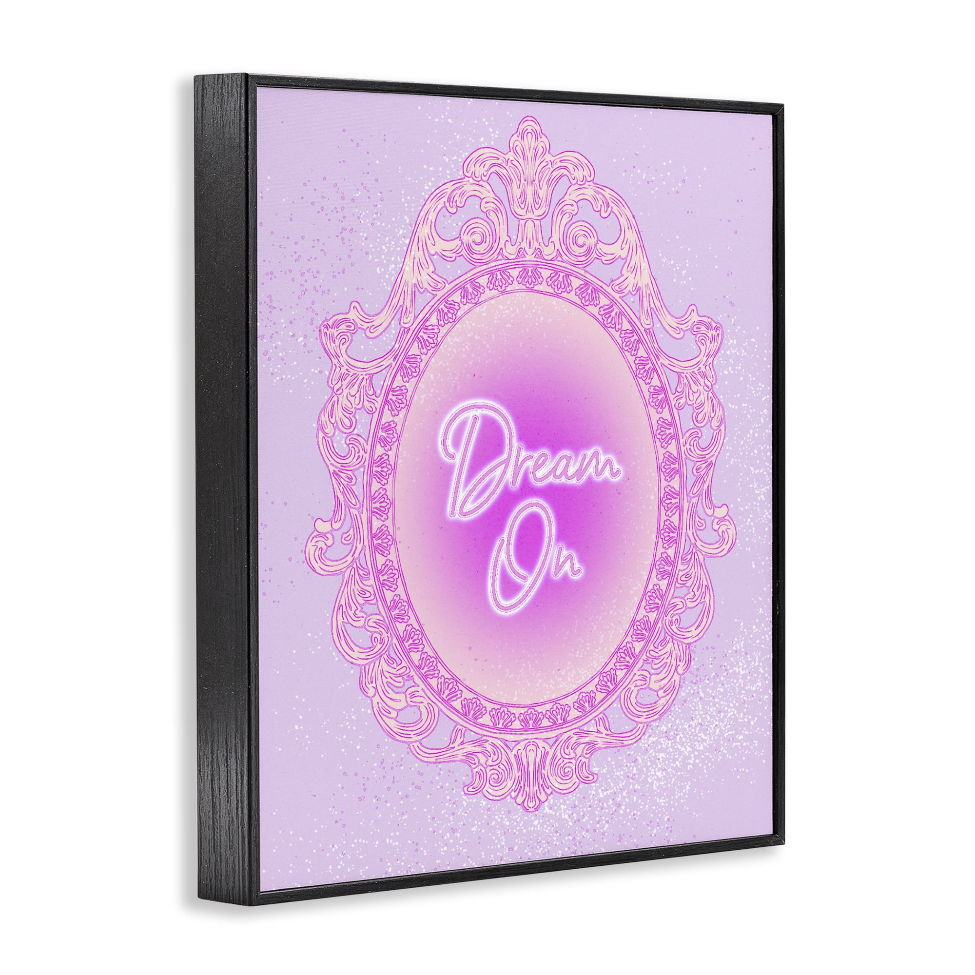 Stupell Industries Dream On Ornate Mirror Black Framed Giclee Art, design by Ziwei Li