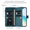thumbnail image 3 of For Samsung Galaxy A37 5G Wallet Phone Case-PU Leather Magnetic Flip Cover with 9 Credit Card Slots,Zipper Pocket & Detachable Wrist Strap,Shockproof,Dark Green,For Galaxy A37 5G, 3 of 8