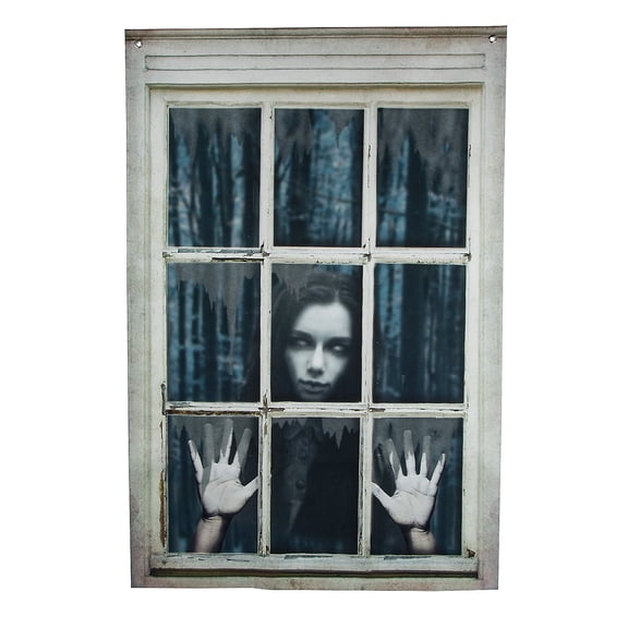Fun Express Window Backdrop Decoration, Spooky Girl, Halloween, Multicolor, 3' x 4' 1 Count