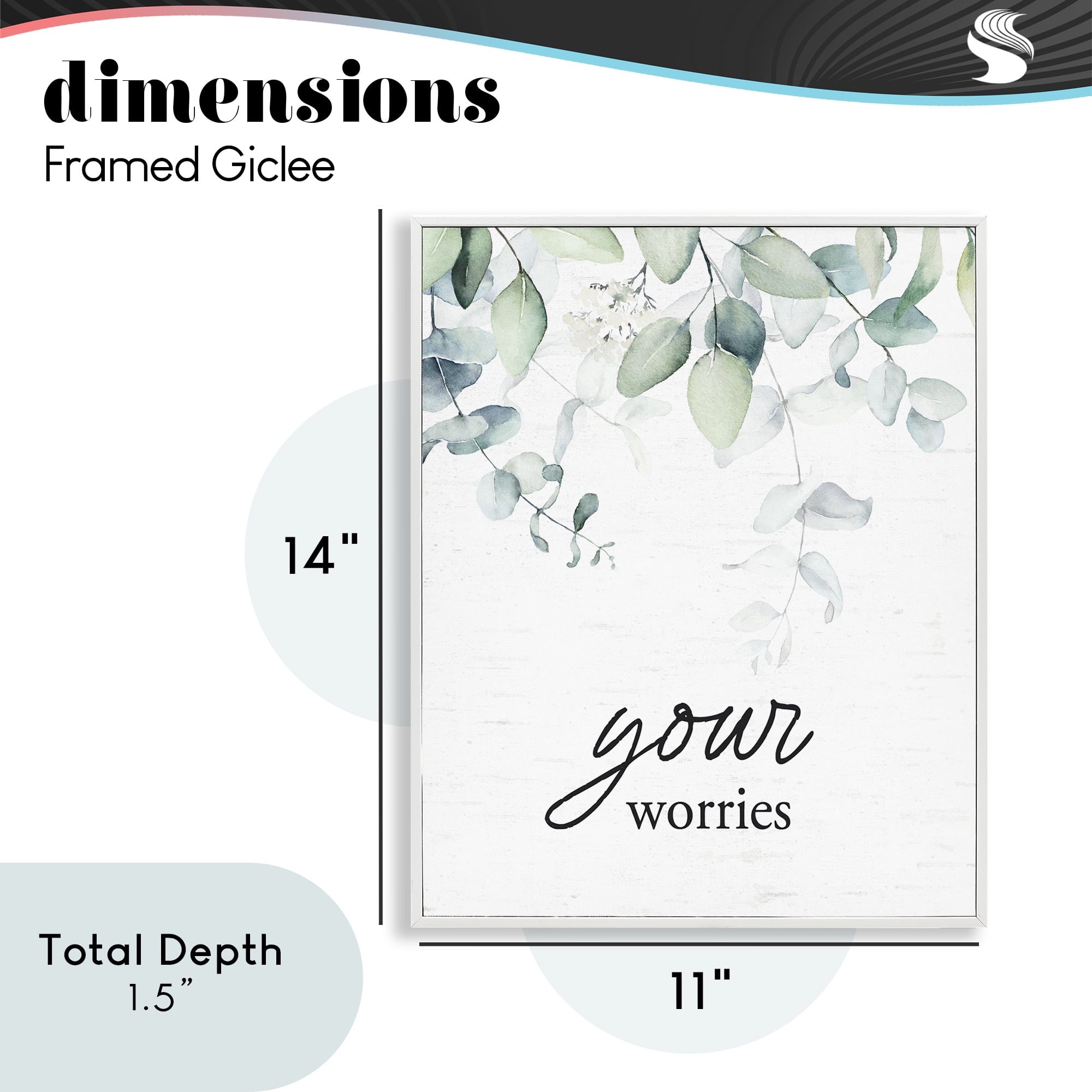 Your Worries Eucalyptus White Framed Giclee Art, design by Lettered and Lined