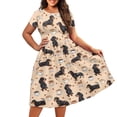 thumbnail image 3 of SCRAWLGOD Dachshund Coffee Dresses for Women Summer Casual Midi Dresses with Sleeves for Women Comfortable Ladies Summer Dresses Knee Length Short Sleeves Wide Neck Size M for Walks, 3 of 7