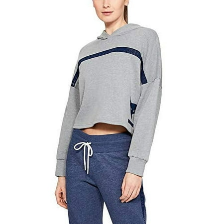 Under Armour Womens Project Rock Taped Fleece Gray XL Sweatshirt 1346014-035