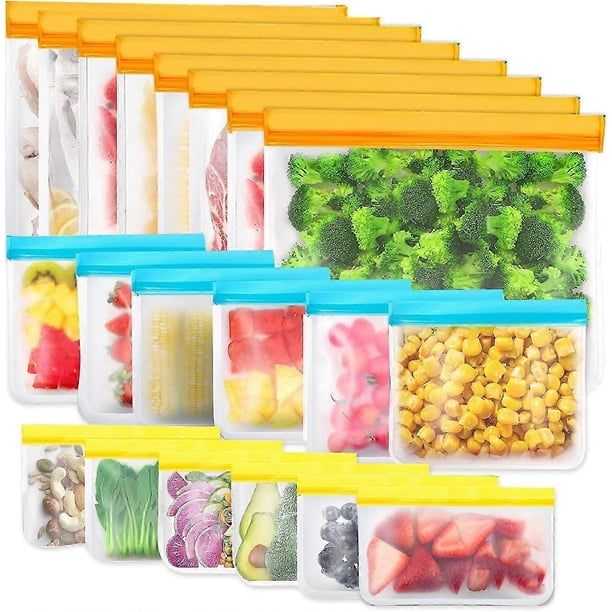 2026 20 Pack Reusable Freezer Bags, Reusable Sandwich Bag, Reusable Silicone Food Storage Bag Leak Proof Ziplock Airtight Container for Lunch (8 L+6 M