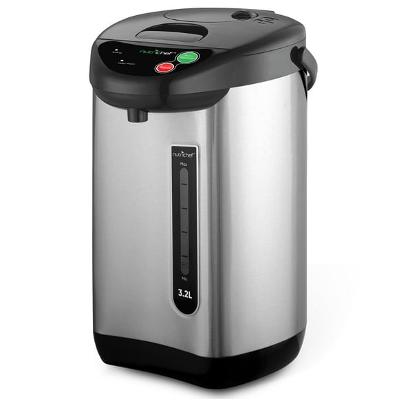 NutriChefKitchen Hot Water Urn Pot Insulated Stainless Steel,Auto & Manual Dispense,Auto Boiler,Safety Lock Shutoff 3.38 QT /3.2L - Auto Boiler Shut Off -One size