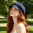 thumbnail image 5 of Womens Denim Newsboy Cap Cabbie Beret Hat with Visor Peaked Cap Casual Adjustable Denim Sun Hat for Ladies, 5 of 6