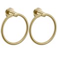 thumbnail image 1 of Paquete de 2 anillos de toalla de oro cepillado para baño, 1 paquete, perchas de toallas de baño para cocina, montaje en pared, almacenamiento resistente de acero inoxidable brillar Electrónica, 1 of 5