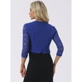 thumbnail image 3 of DARING DIVA Women's Lace Panel Crop Bolero Shrug Dress for Work Office M Royal Blue, 3 of 7