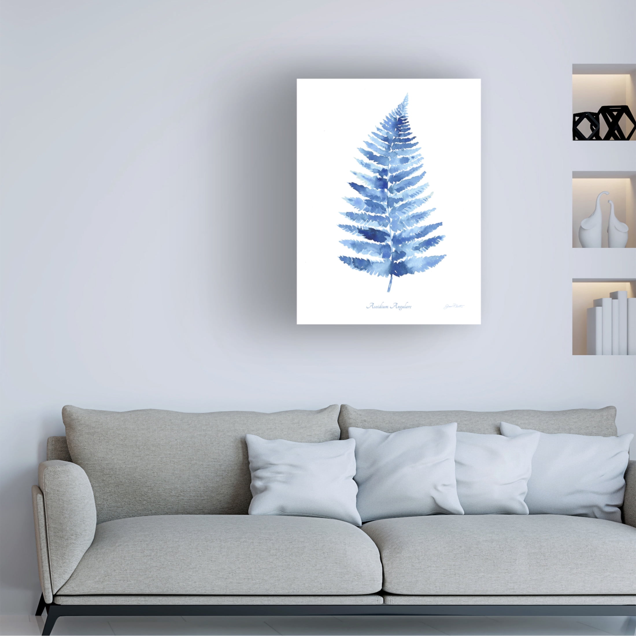 Canvas Wall Art - Jean Plout 'Indigo Botanical 8' Wall Art for Living Room, Bedroom, or Office Décor by Trademark Fine Art - 24 x 32 Inches