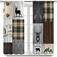 thumbnail image 3 of Rustic Carbin Curtains Deer Bear Living Room Curtains, Cabin Deer Bear Elk Moose Wild Animals Curtains for Bedroom, Plaid Check Adventure Farmhouse Drapes 2 Panel Sets,42x54 Inch, 3 of 6