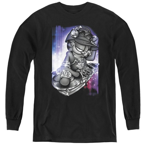 Garfield - Dj Lazy - Youth Long Sleeve Shirt - Small
