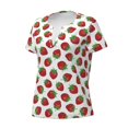 thumbnail image 2 of Naloa Hand Drawn Strawberry Print T-Shirts Short Sleeve V Neck Tees for Women Fashion Tops Trendy Lightweight Soft Casual Summer Outfits Clothes, 2 of 5