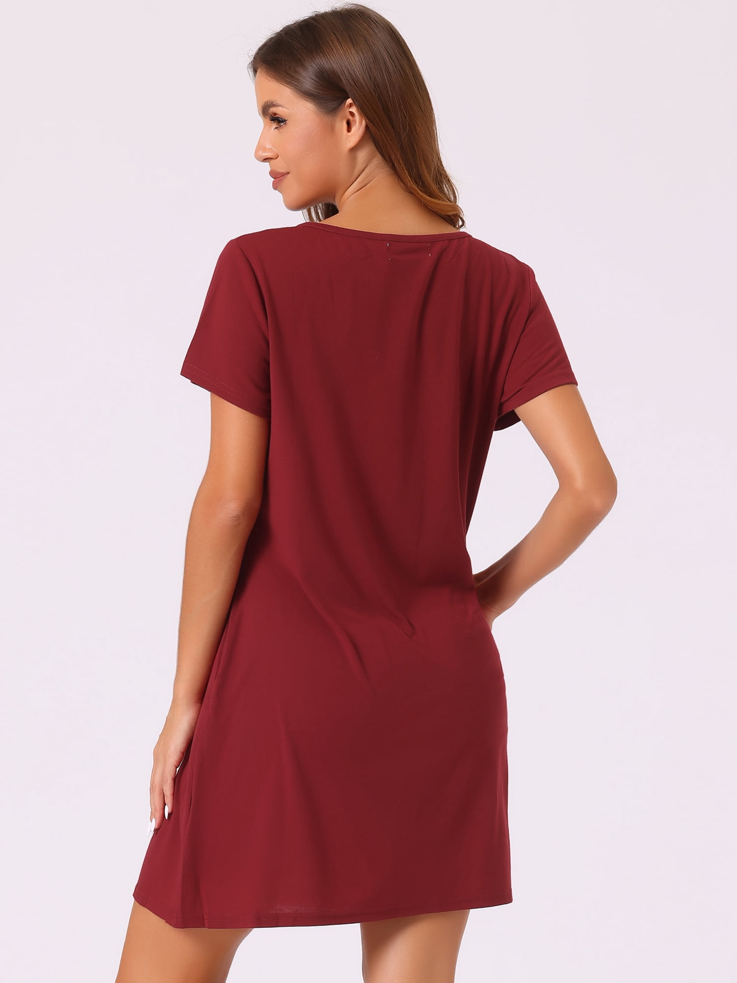 DARING DIVA Women's Button Short Sleeve Soft Short Nightgown XS Red