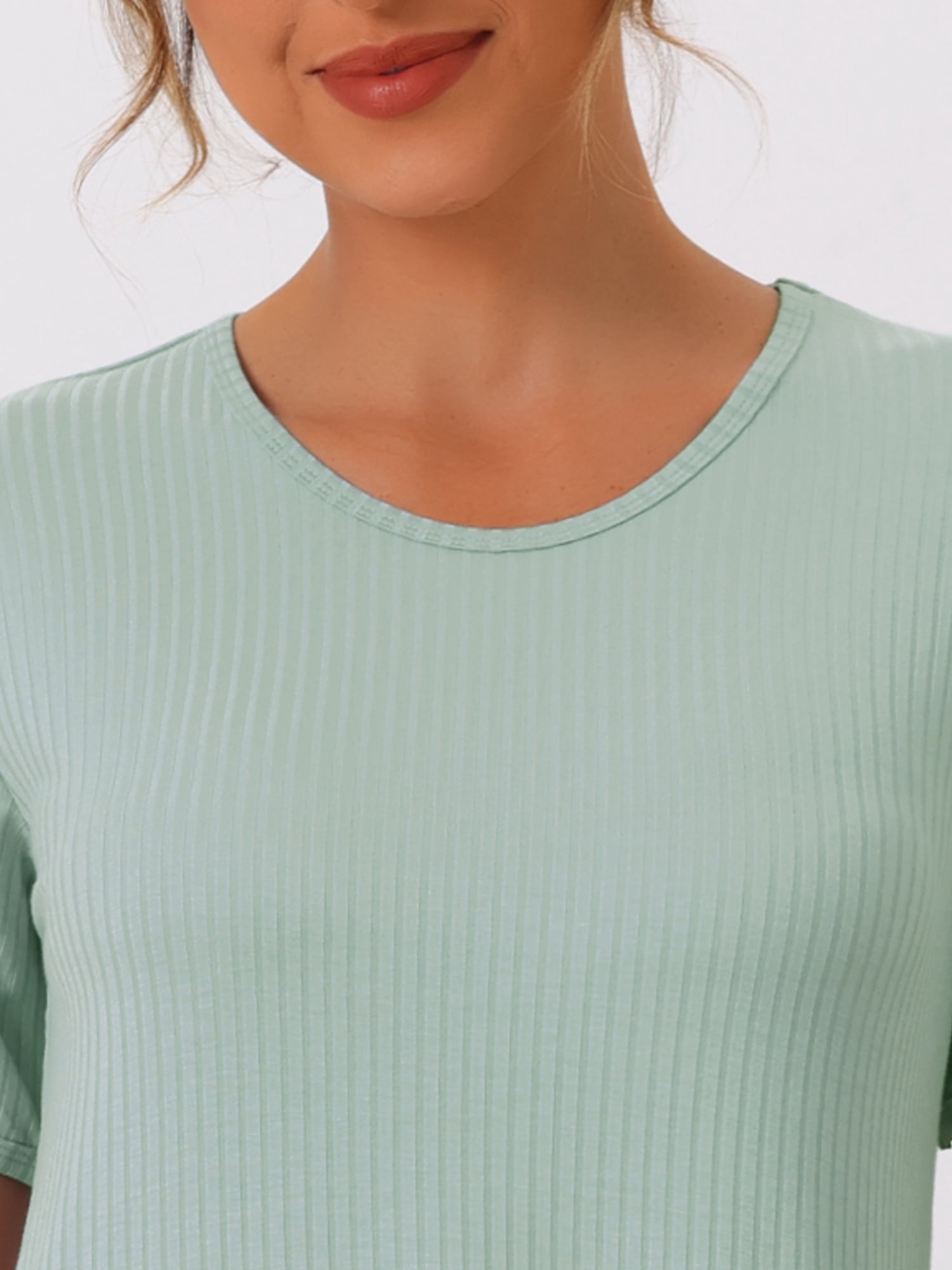DARING DIVA Women's Modal Short Sleeve Sleep Shirt Crewneck Short Nightshirt XS Green