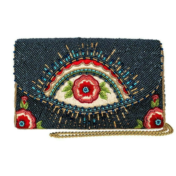 MARY FRANCES BAG  Mystic Crossbody Clutch ROSE FLOWER RED NAVY BLUE Handbag NEW