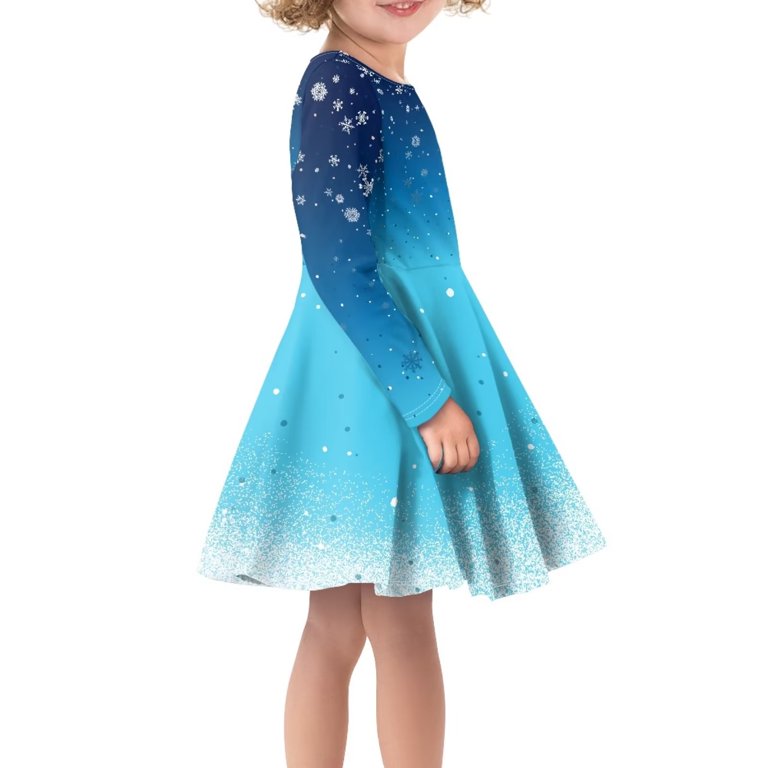 sequin evening dress long sleeve Abira Sequin Modest Neckline Long Sleeve Embellished Dress With Side Skirt Light Blue / 22