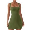 thumbnail image 1 of Robe Corsage à Encolure Carrée pour Femme - Robe Mini Évasée Extensible Sans Manches Type Camisole pour Fête et Boîte de Nuit, 1 of 5