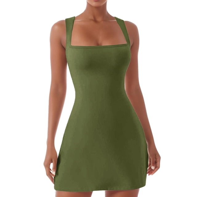 Robe Corsage à Encolure Carrée pour Femme - Robe Mini Évasée Extensible Sans Manches Type Camisole pour Fête et Boîte de Nuit