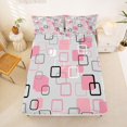 thumbnail image 4 of Castle Fairy Mid Century Floating Square Queen Sheets 4 Pieces,Abstract Hollow Frame Queen Sheet Sets,Pink Gray,1 Flat Sheet, 1 Fitted Sheet and 2 Pillowcases, 4 of 7