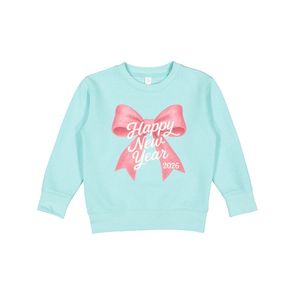 Inktastic Happy New Year 2026 Pink Bow Toddler Sweatshirt