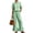 Green, variant on Women Gingham Plaid 2 Piece Outfits Peter Pan Collar Ruffle Short Sleeve Shirt Drawstring Flare Long Pants Set Casual Summer Matching Suit