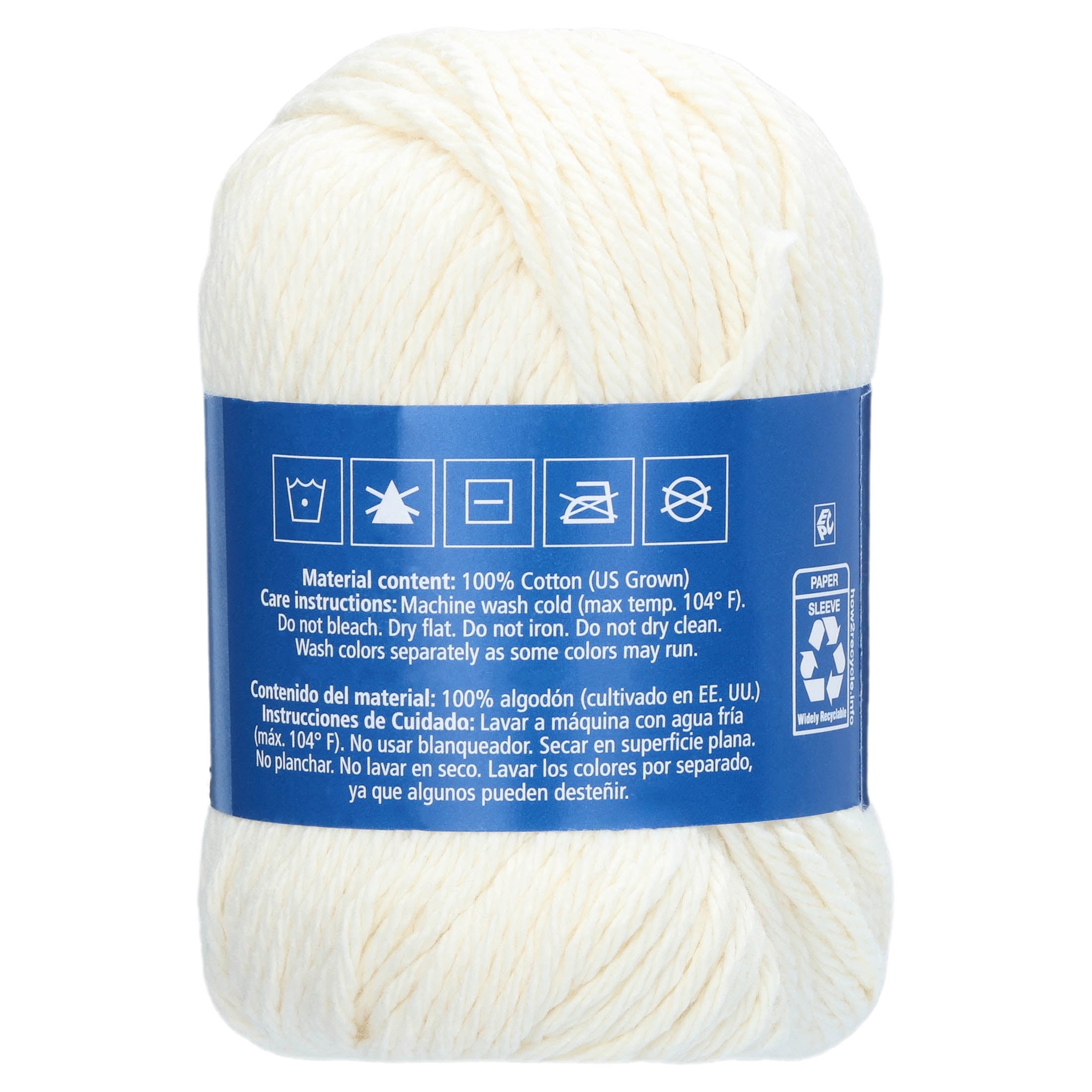 Hello Hobby Size 4 Medium Weight Cotton Ecru Yarn, 2.5 oz, 120 yds