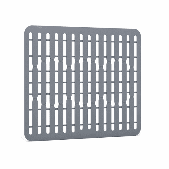 Silicone Sink Mat for Kitchen Sink, 12.8 x 11.2 Inch Gray Sink Protector Mat with Drain Guides