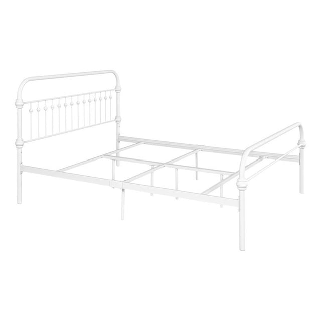 Pemberly Row Cadre de Lit Plateforme Contemporain en Métal de 65 Pouces Format Grand Lit, Blanc