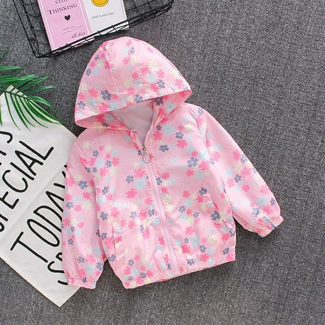 QIPOPIQ Veste Légère pour Filles Enfants & Tout-Petits Veste Imprimée Résistante à l'Eau Liquidation