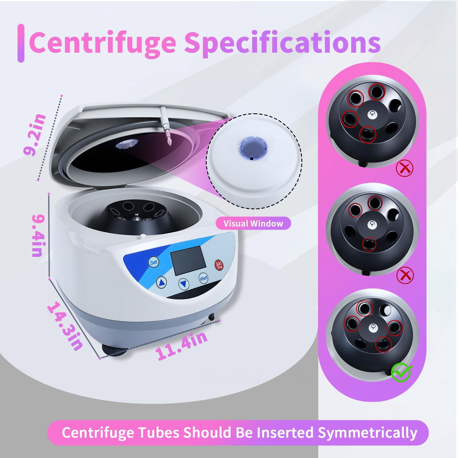 Lanfys Laboratory PRP benchtop centrifuge 6 x 10/15 ml tubes (130 W) High speed: 500–5000 rpm Electric centrifuge (timer, for various experiments)