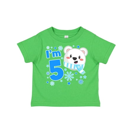 

Inktastic I m Five- Cute Polar Bear Fifth Birthday Gift Toddler Boy or Toddler Girl T-Shirt