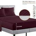 thumbnail image 3 of SGI Bedding 600 TC Egyptian Cotton Bed Sheet Set - Split Queen Size- 2 Fitted Sheet, 1 Flat Sheet, 2 Pillowcases 5Pc Soft, Durable Sheets Cotton Sheets 12" Deep Wine, 3 of 8