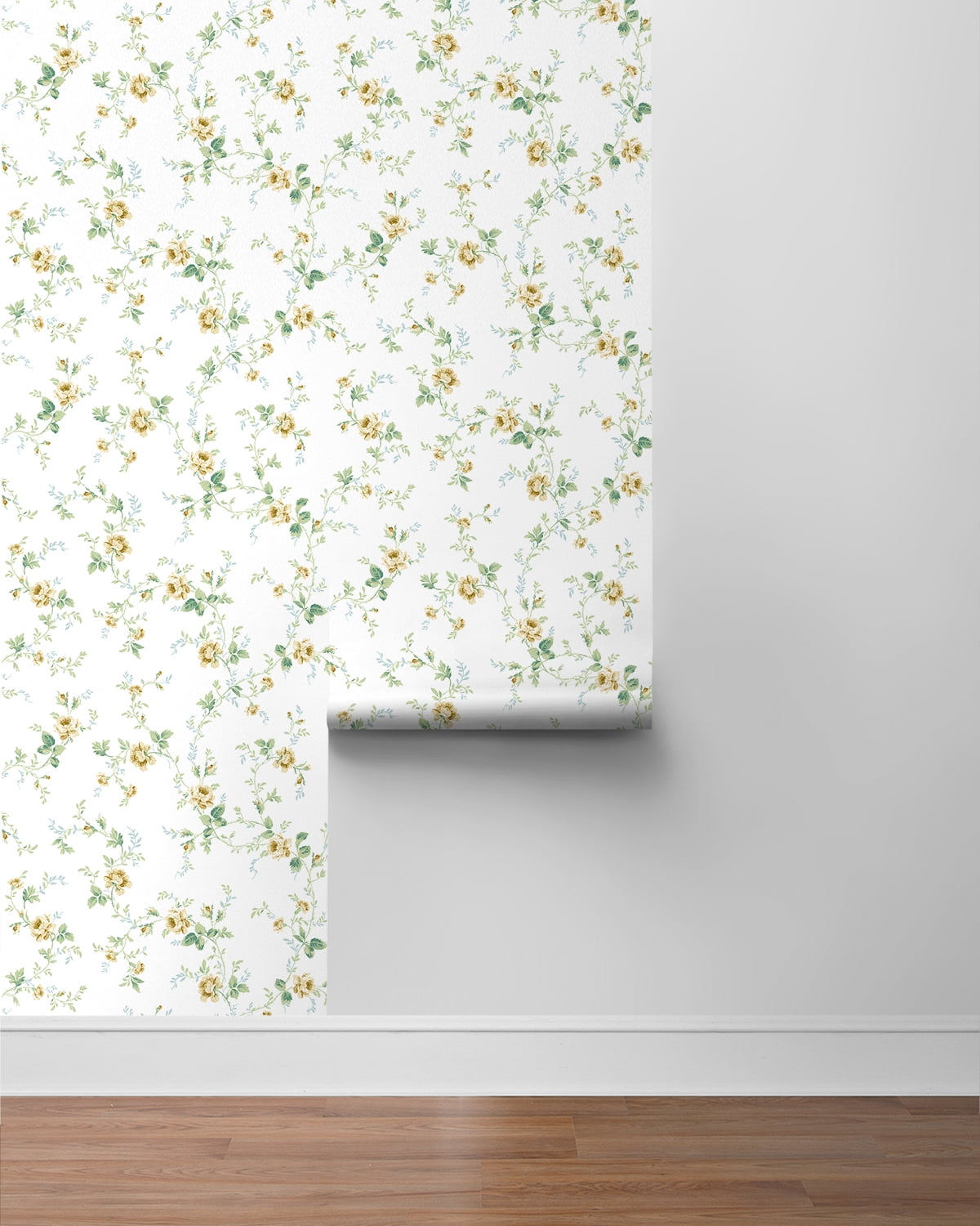 NextWall Wheatfield & Sage Blossom Floral Trail Peel and Stick Wallpaper