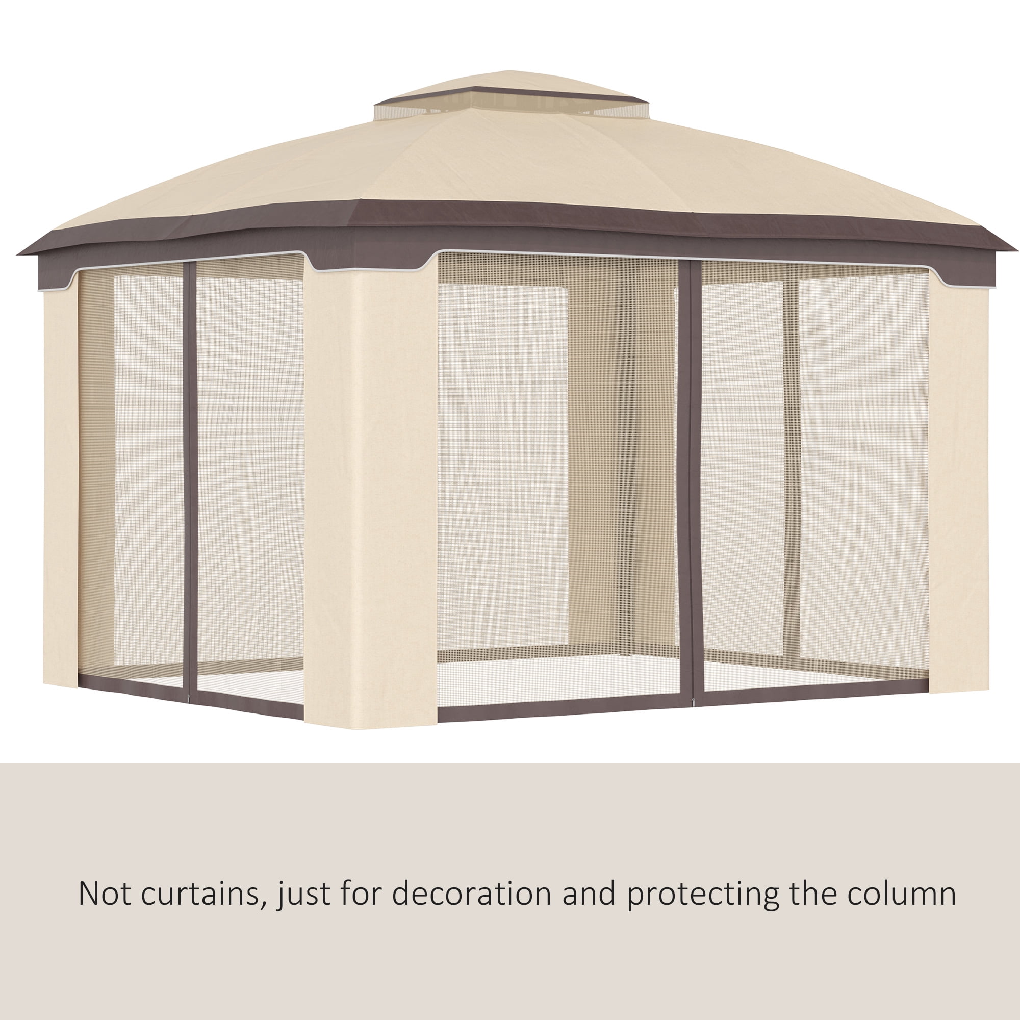 Outsunny 10' x 12' Outdoor Gazebo, Patio Gazebo Canopy Shelter w/Double Vented Roof, Zippered Mesh Sidewalls, Solid Steel Frame, Beige