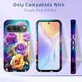 thumbnail image 2 of CASEFIV for Google Pixel 9 Case,Pixel 9 Pro Case,Heavy Duty Shockproof Protection 3 in 1 Hybrid Hard PC Soft Rubber Rugged Drop Protective Slim Women Phone Case,Purple/Flower, 2 of 7