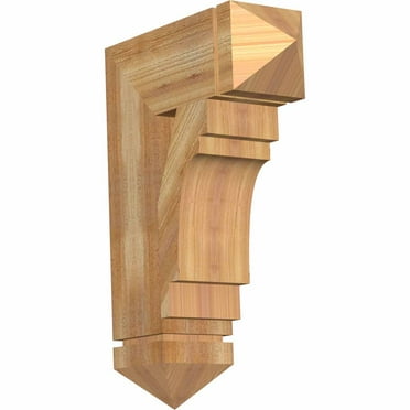 Ekena Millwork 6"W x 20"D x 32"H Merced Arts & Crafts Rough Sawn Bracket, Western Red Cedar