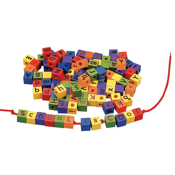 Wonderful Wood Alphabet Lacing Beads - Educational - 104 Pieces - Walmart.com - Walmart.com