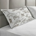 thumbnail image 2 of Jurassic Quilted Pillowcover, Arrangement of Various Dinosaurs Illustrations Skeleton Biology Historic, Standard King Size Accent Pillow Cover for Bedroom, 36" x 20", Dark Brown White, by Ambesonne, 2 of 2
