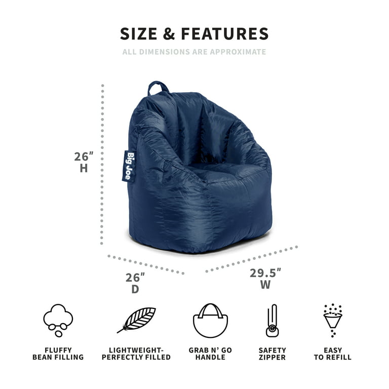 Big Joe Joey Bean Bag Chair, Smartmax, Kids/Teens, 2.5ft, Navy