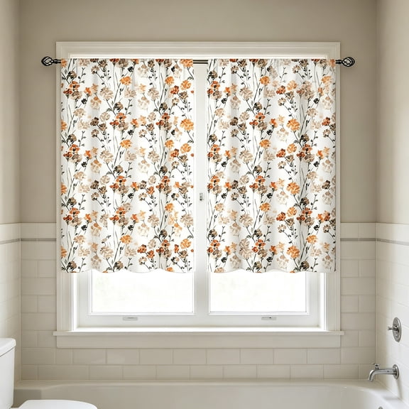 2 Pack 2D Printed Kitchen Curtain 28x39 Inches, Washable Decorative Short Curtain Pair with Rod Pocket, Window Curtain for Kitchen Bedroom Bathroom